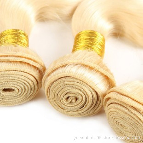12a grade Wholesale Blonde Brazilian Virgin Hair Weave Bundles  Body 3 Bundles With Lace Closure